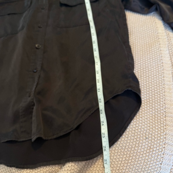 Madewell Washed Silk Charmuse Button Front Flap Pocket Shirt in Carob Brown - Picture 10 of 11